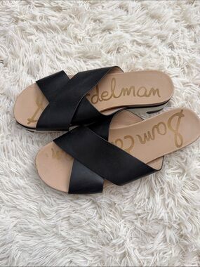Sam Edelman Black Crossband Slide Sandals